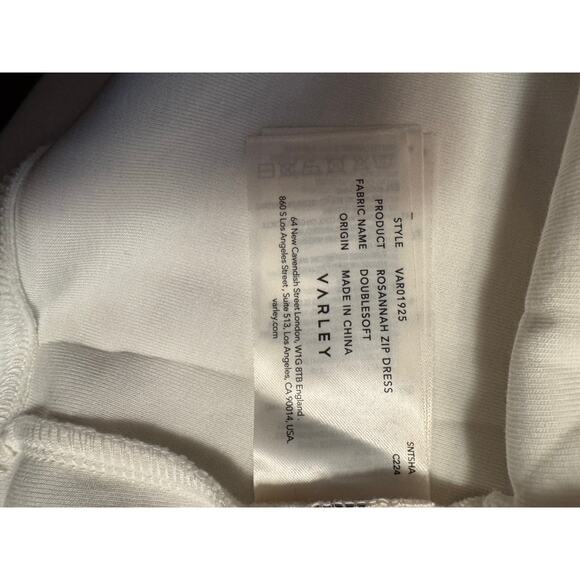 Varley Rosannah Zip Front Minidress In Egret. Size large (new) - Picture 7 of 9